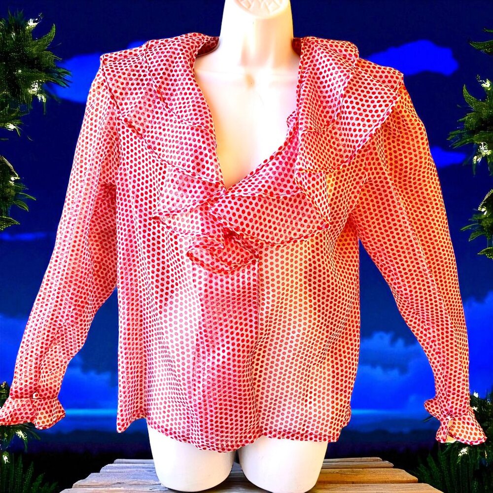 Vintage Francesca Of Damon For Starington SHEER Silk Blouse Top Womens 10 New